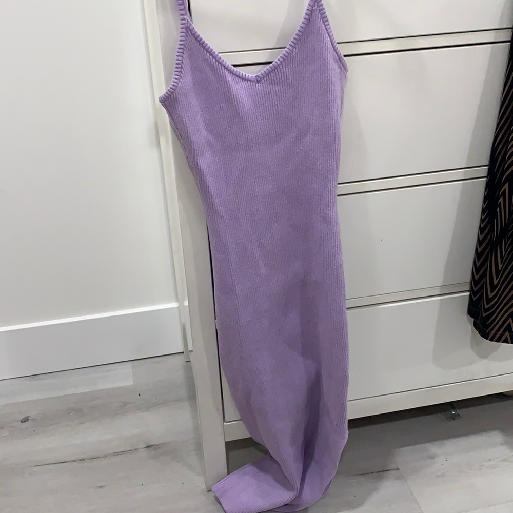 extra long purple maxi dress